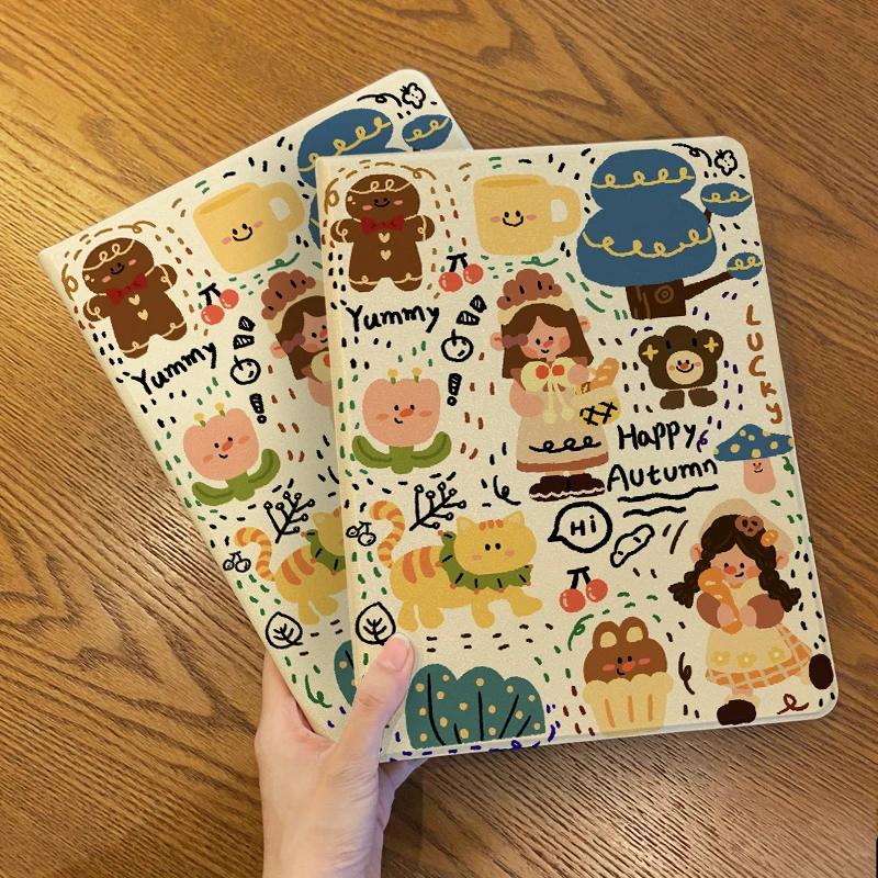 【书本式面包女孩】新款小米平板保护套华为荣耀带笔槽ipad联想vivo