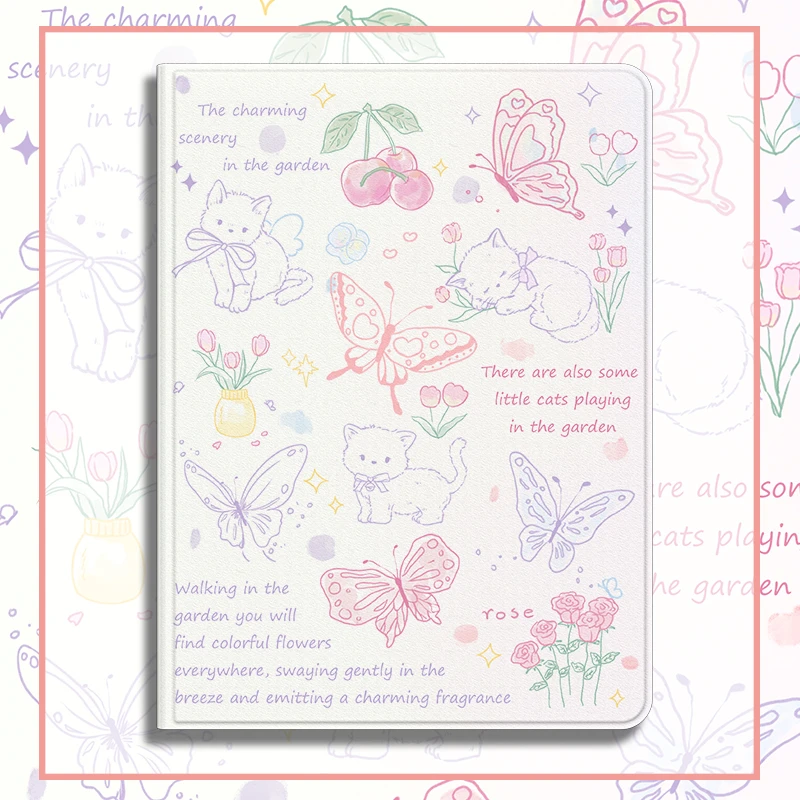 【书本式蝴蝶花园】使用苹果air6平板ipad9保护套华为11.5s小米6pro