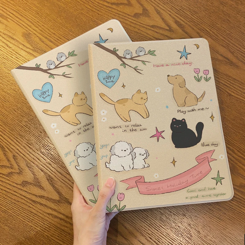 【书本式动物聚会黄】新款小米平板保护套华为荣耀带笔槽ipad可爱