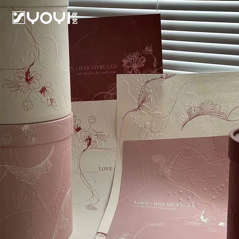 优艺 浮雕包花纸立体凹凸纹路原创设计抱抱桶包装纸花店资材