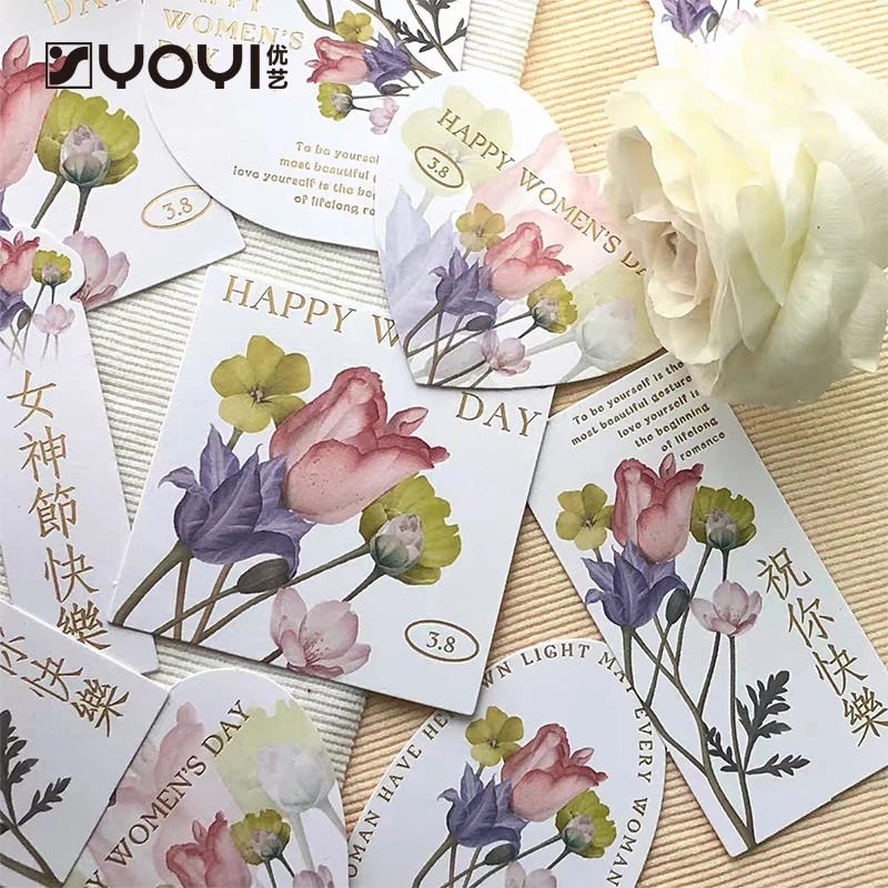 优艺  卡片以花之名花之绽放贺卡吊牌卡片花艺包装DIY材料