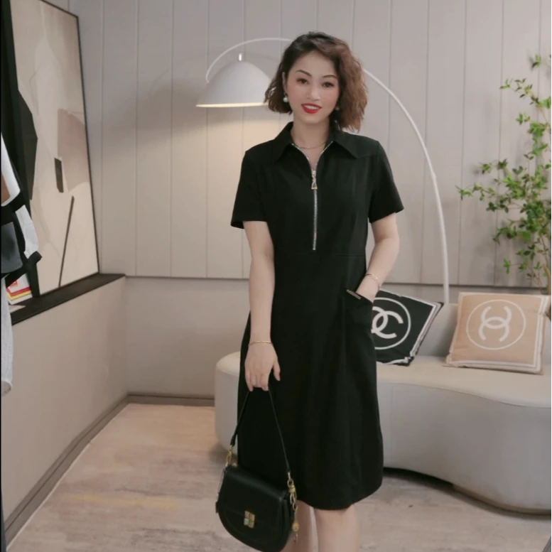 【柯家服饰】夏季新款显瘦POLO领拉链连衣裙