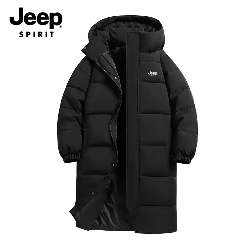 吉普棉服中长款男秋冬外套冬季棉衣新款百搭情侣款棉袄男外套上衣