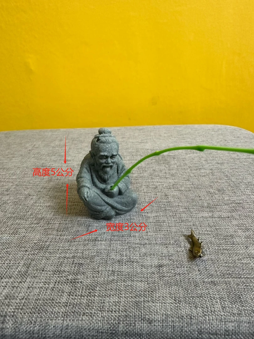 老者钓鱼茶桌造景家居摆件茶道茶玩创意微景观中式实心手工雕刻