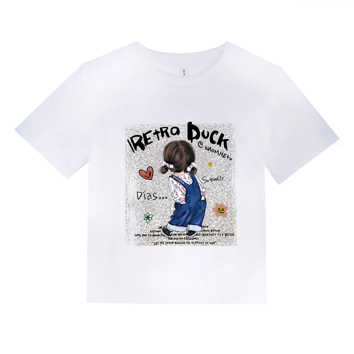 背影女孩 2025夏季时尚印花短袖T恤女百搭上衣