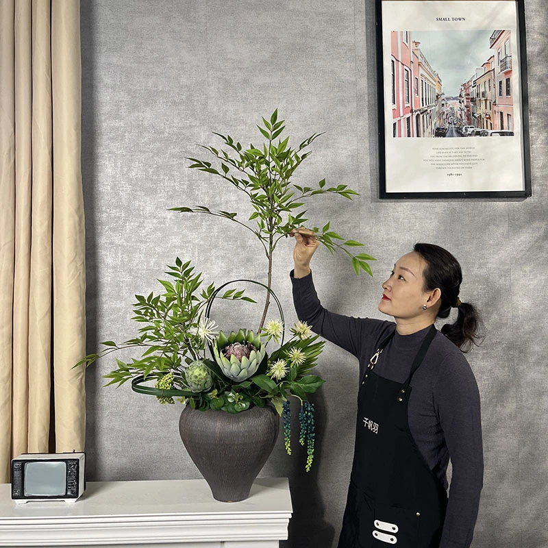 南绿款 仿真花南天竹假花装饰客厅诧寂风摆设花家居软装摆设