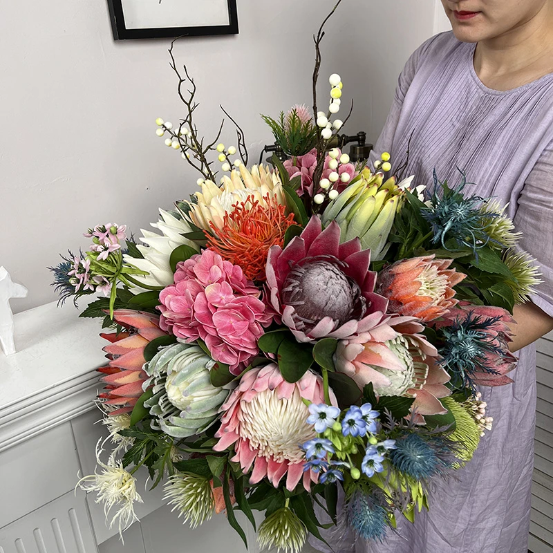 花园款大花束 仿真花帝王花手捧花 适合大花瓶