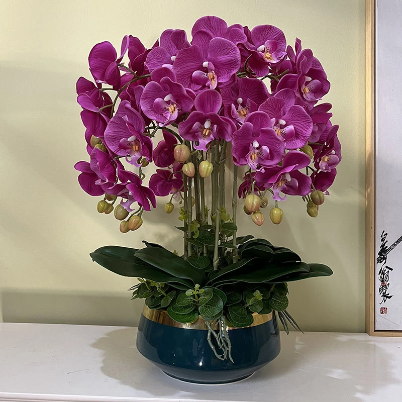 千帆羽原创仿真花艺 挚爱 蝴蝶兰保湿假花客厅餐桌花玄关装饰花