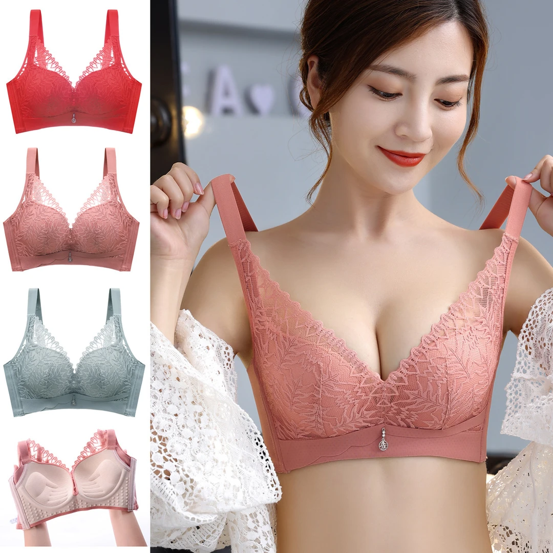 新款无钢圈乳胶内衣女批发 调整型蕾丝文胸小胸聚拢美背性感胸罩