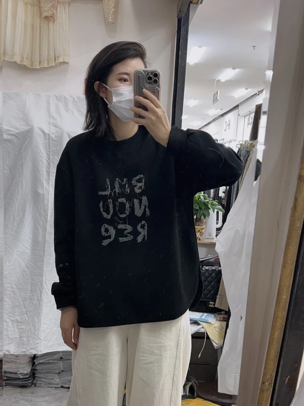 圆领字母卫衣加肥款定制一体棉 盖屁股