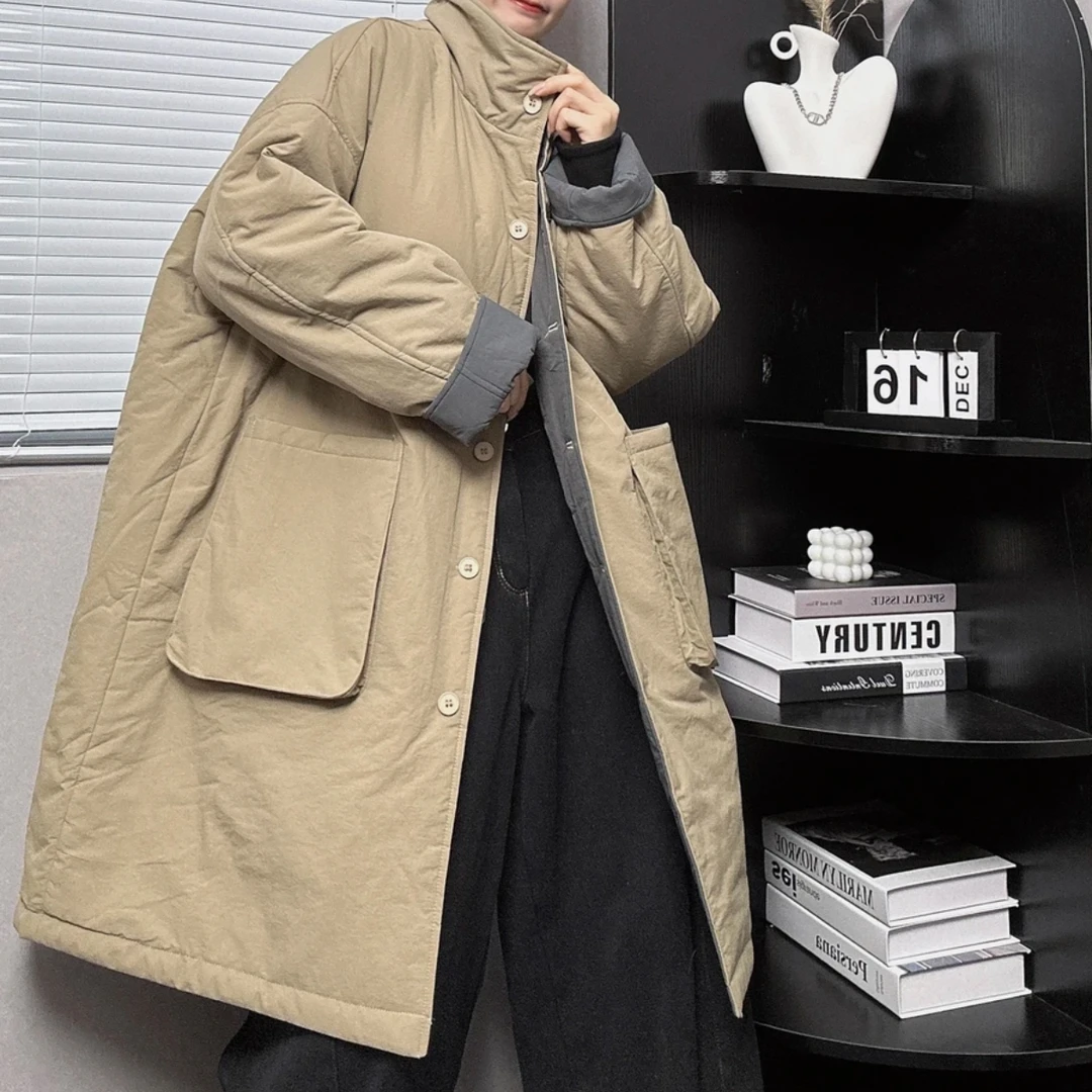 大码女装加棉保暖两面穿棉服中长款设计感大衣秋冬新款棉袄外套潮