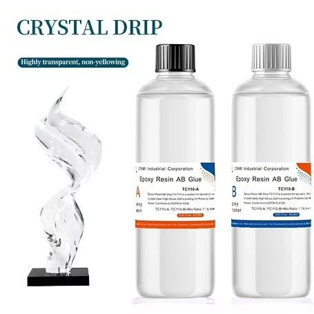 厂家跨境无溶剂无毒1:1高透明耐变黄水晶滴胶DIY饰品环氧树脂ab胶