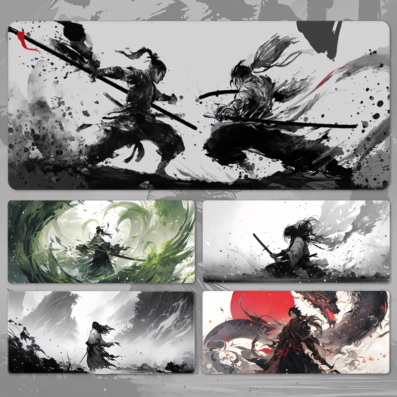 水墨风鼠标垫超大号男生游戏桌垫专业电竞鼠标垫加厚锁边国风定制