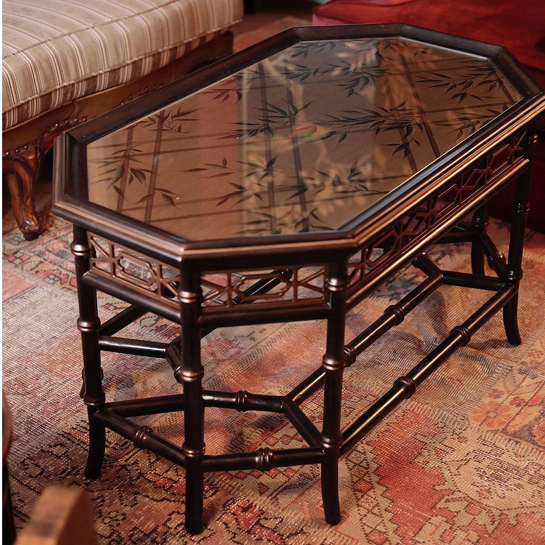 潇允饰家/竹节茶几/木质手绘/客厅摆件