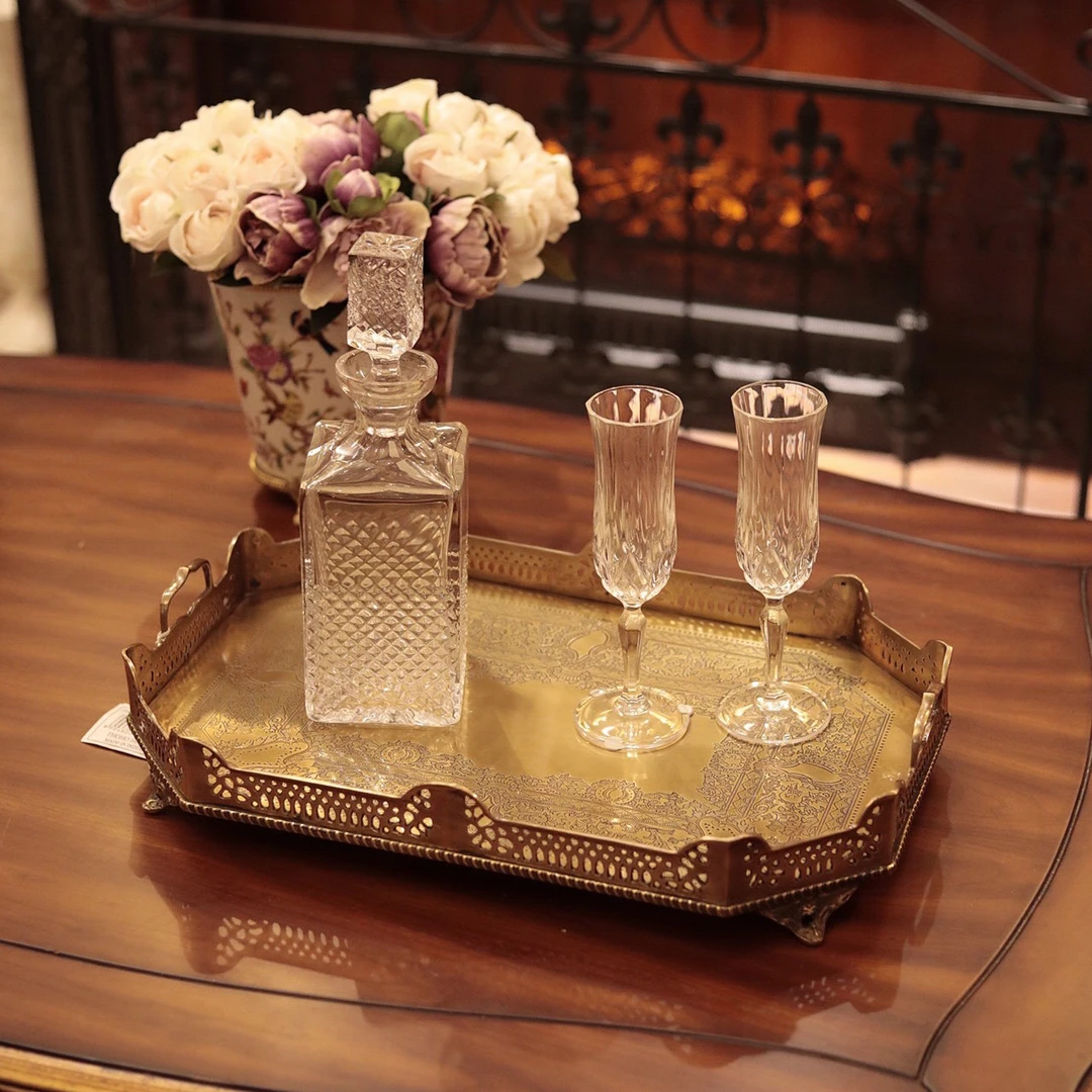 潇允饰家/进口纯铜/大号收纳盘/果盘/点心盘/桌面摆件