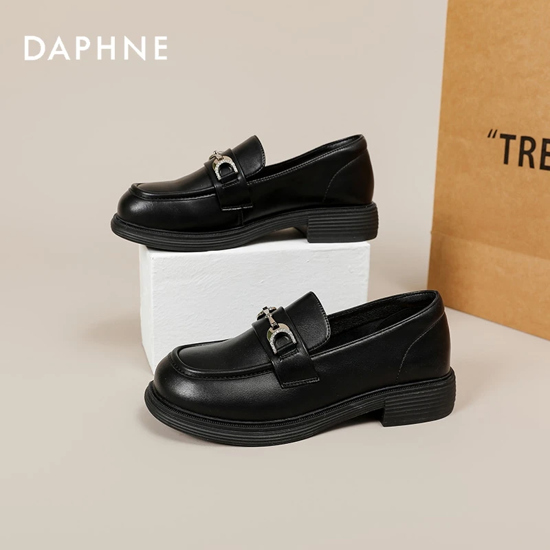 达芙妮通勤乐福鞋女2025新款马衔扣一脚蹬百搭舒适单鞋