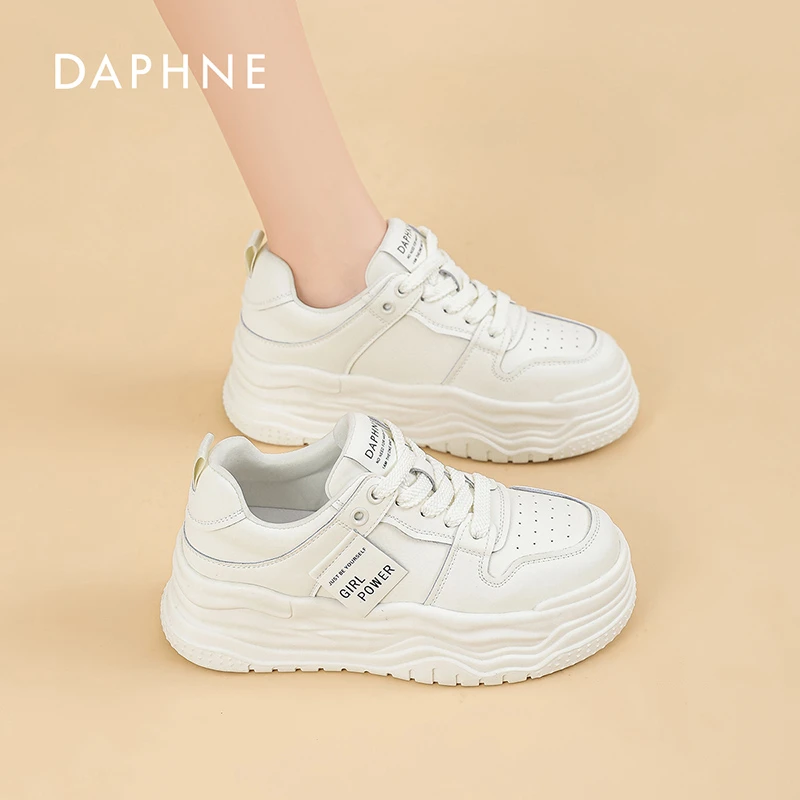 【纸落云烟】达芙妮厚底女士2025新款学院风增高休闲鞋