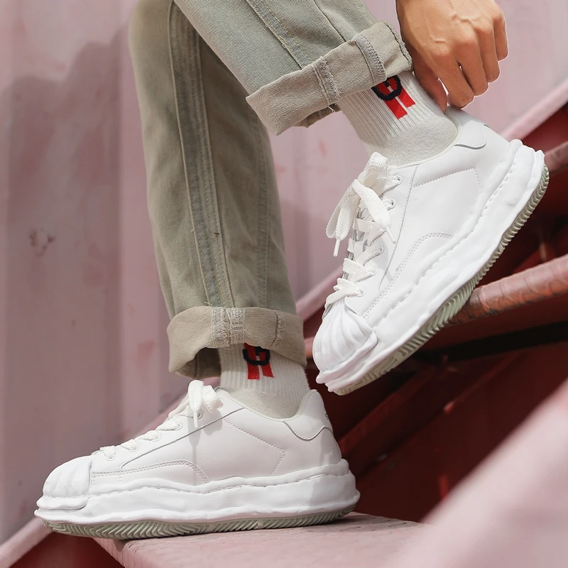 新款溶解鞋帆布真皮棋盘格百搭高板本街头时尚情侣款厚底潮鞋