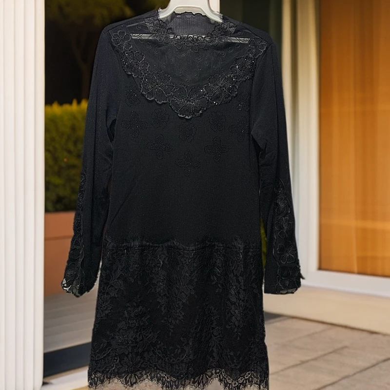 加绒加厚长袖新款百搭时尚好看蕾丝洋气中长款修身内搭打底衫