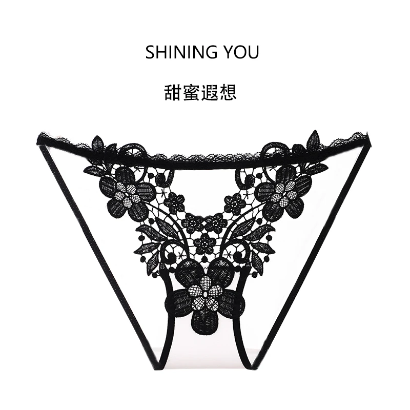 甜蜜遐想*夏季舒适少女内裤黑色蕾丝性感镂空低腰时尚三角裤