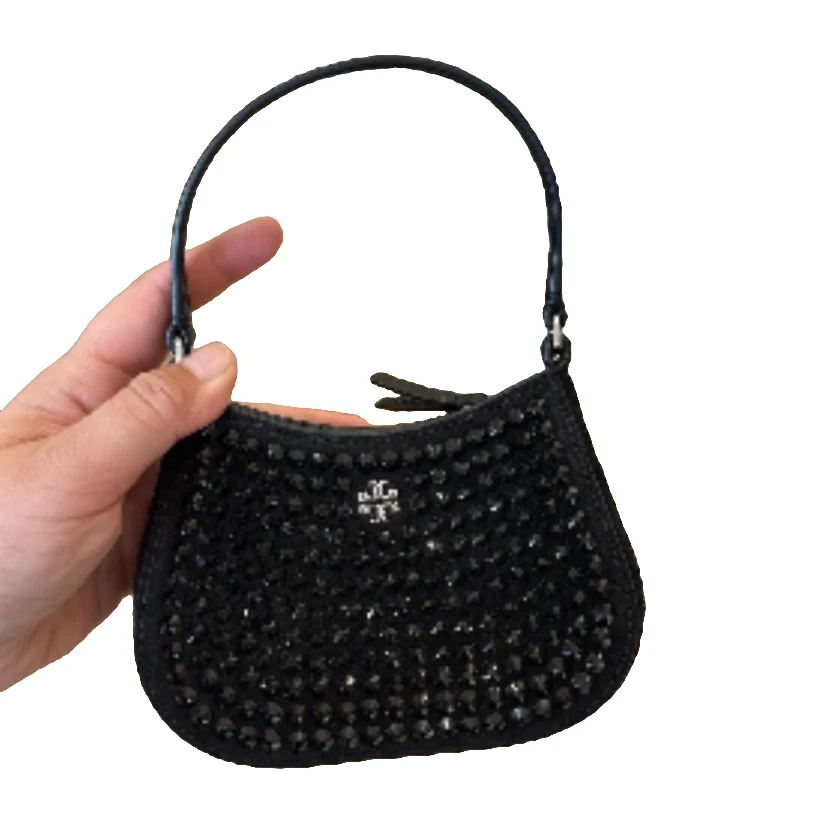 Tory Burch/汤丽柏奇 满钻黑色迷你手拎斜挎包(12*10cm)