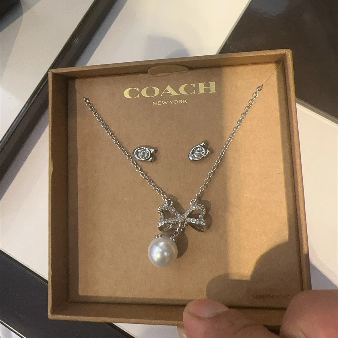 COACH/蔻驰  银色珍珠吊坠项链  CY109(43cm)