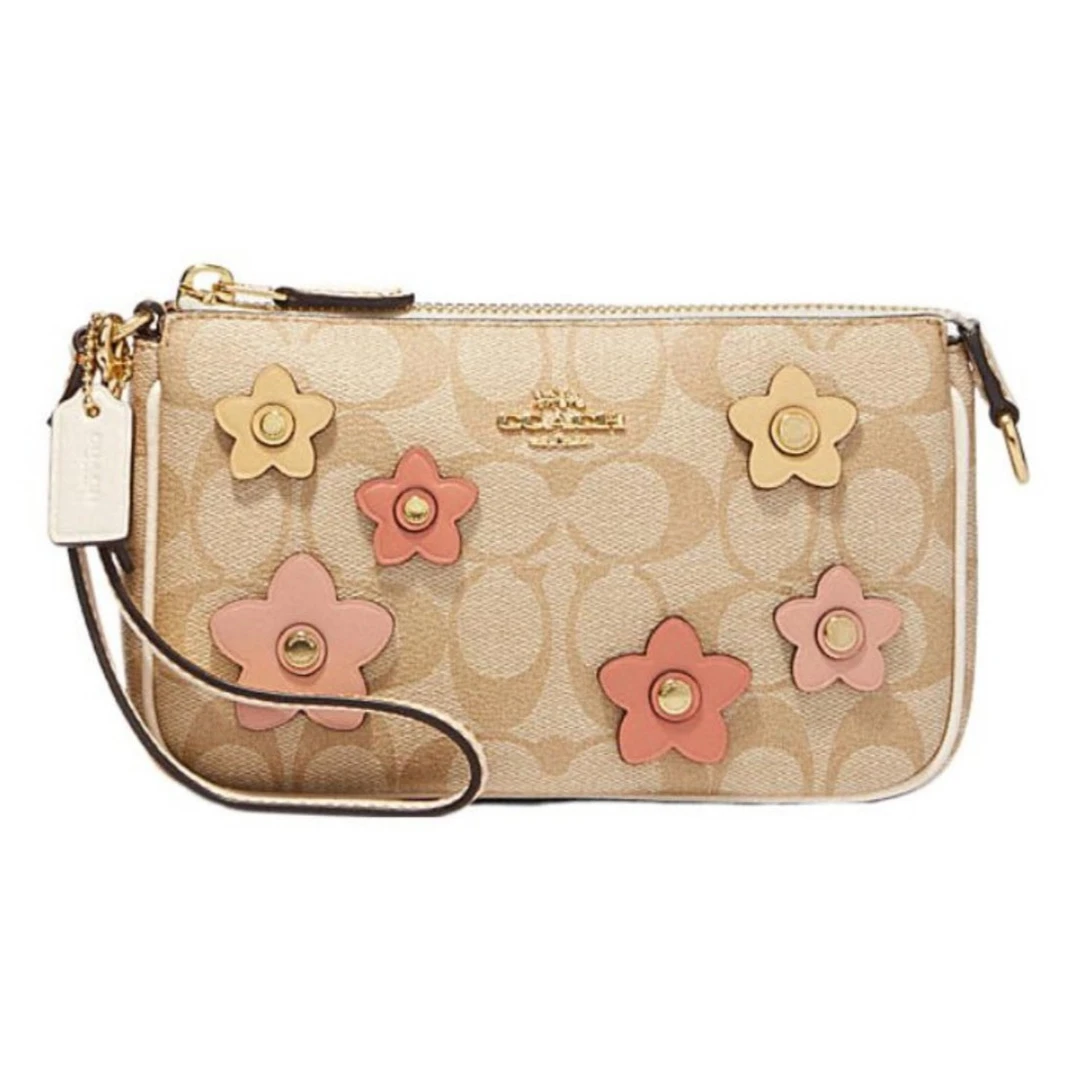 COACH/蔻驰立体花朵奶茶老花nolita19手拎腋下包CH619(19*11*4cm)