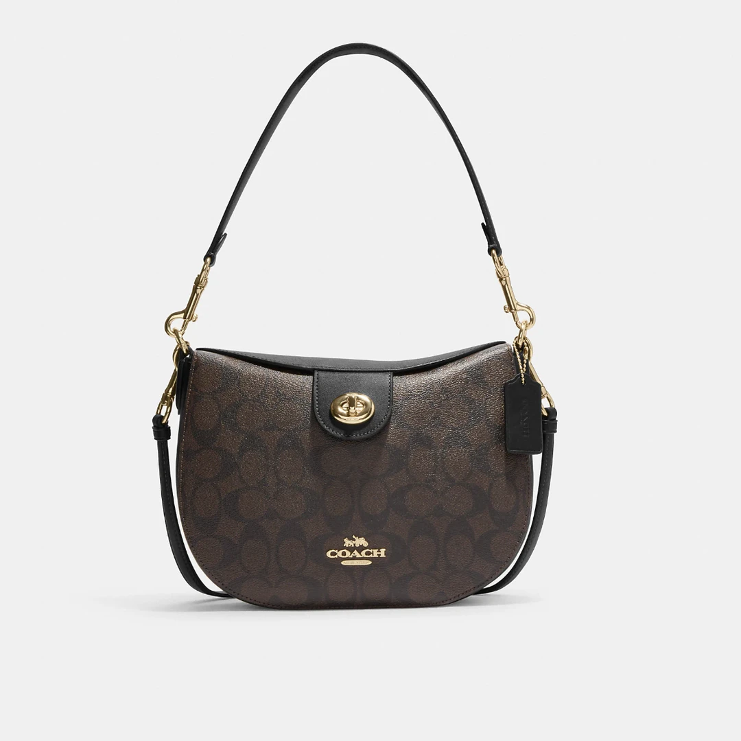 COACH/蔻驰黑棕老花ELLA HOBO 腋下包斜挎包CH554(25*21CM