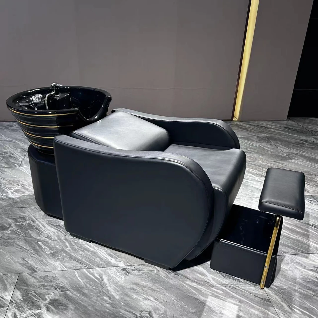 网红同款理发店洗头床美发店时尚简约陶瓷深盆半躺冲水床发廊专用