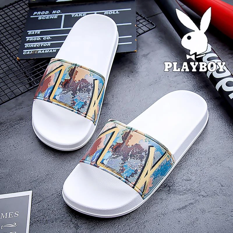 花花公子拖鞋男款秋冬2025新款网红涂鸦家居防滑户外防臭软底凉鞋