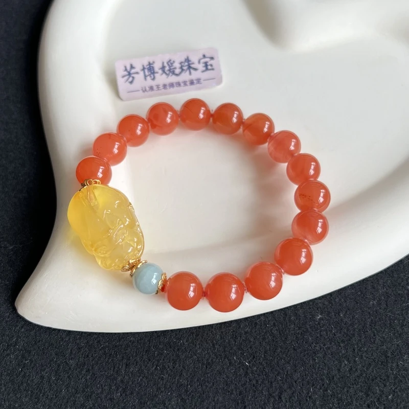 N049天然南红时尚精美单圈手串,单珠卡:9.5+mm多样性发货发其一