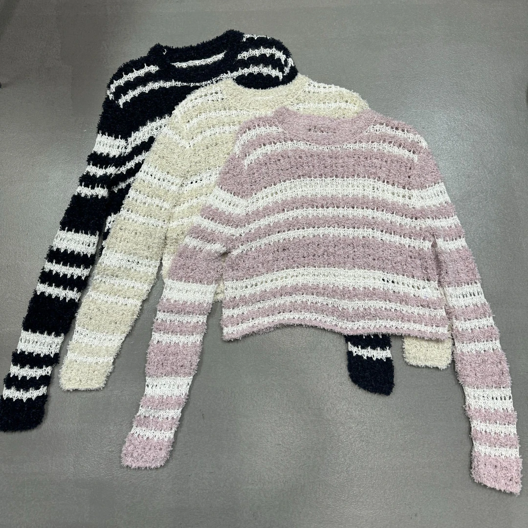 【ZHIXIAO】秋冬新款：条纹毛毛衫181668