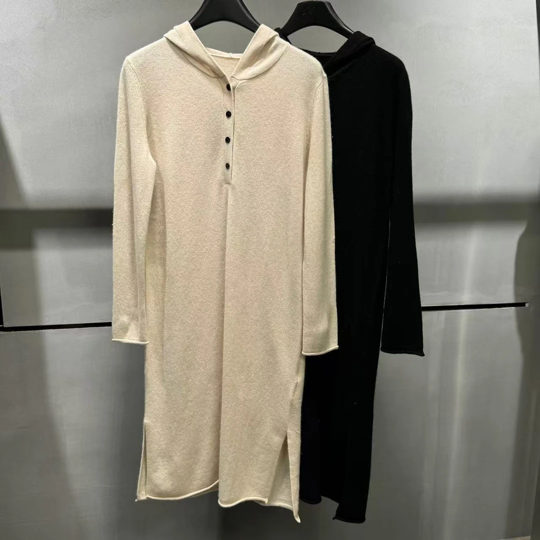 【ZHIXIAO】秋冬新款：极简连帽羊绒连衣裙TR220