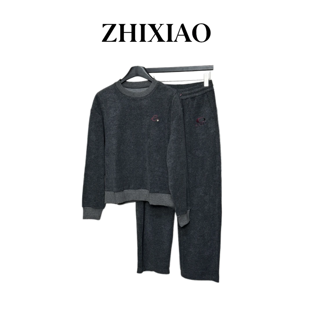 【ZHIXIAO】秋冬新款：绣花圆领卫衣套装1627