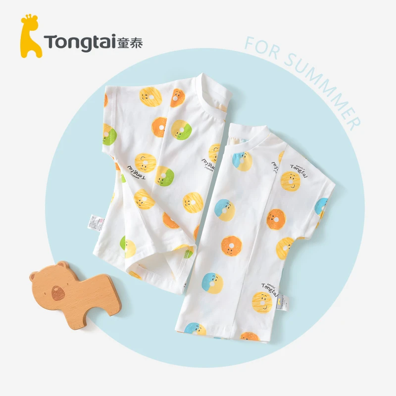 Tongtai/童泰男女宝宝夏季薄款1-4岁幼儿短袖休闲上衣夏装直筒