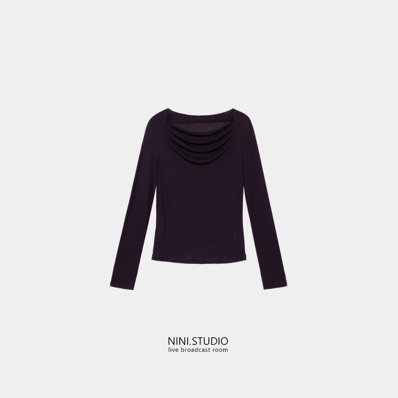 NINI.STUDIO【小香肩】莱赛尔绵羊毛 荡领上衣