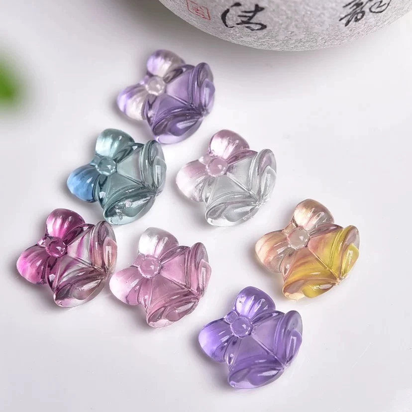 天然萤石蝴蝶铃铛串饰多彩糖果色可爱配件手工DIY手链项链配饰