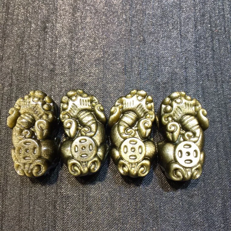 天然金曜石一钱貔貅吊坠黑耀石貔貅单个手串手链情侣 diy饰品配件