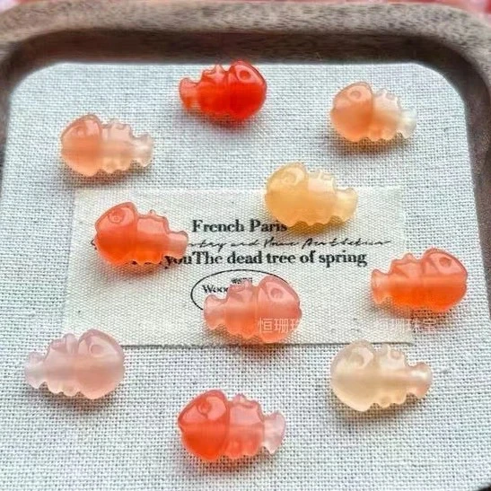 天然盐源玛瑙鱼骨头散珠diy手链萌宠串珠配件