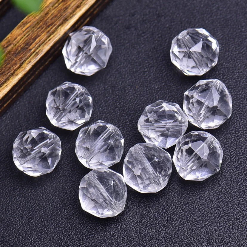 天然白水晶散珠切面珠子 银手链手串女diy手工串珠饰品配件材料