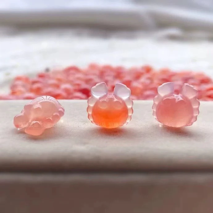 天然绯红盐源玛瑙螃蟹吊坠八方来财diy手工编制手链配件玉坠挂件