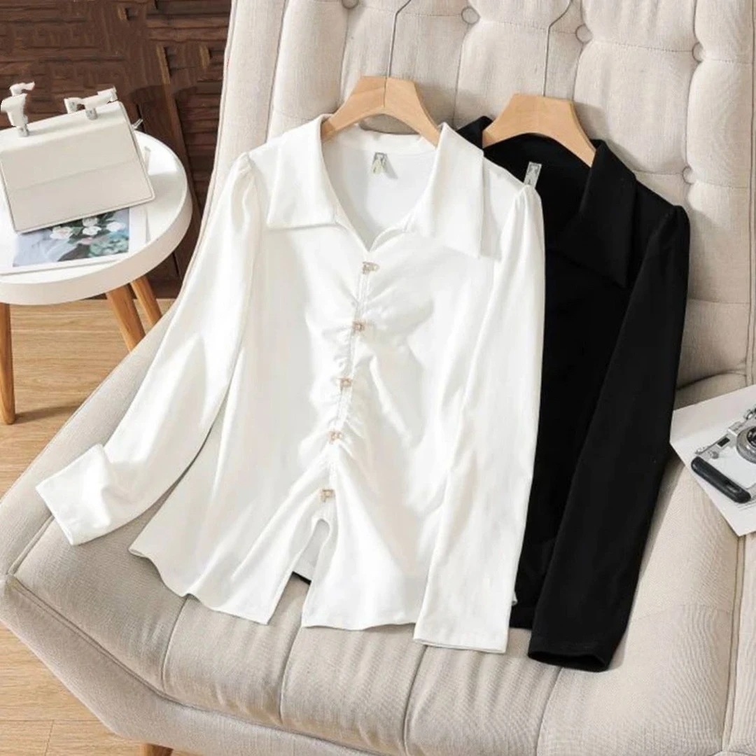 大码女装衬衫宽松气质胖mm褶皱百搭韩版减龄显瘦遮肉20039