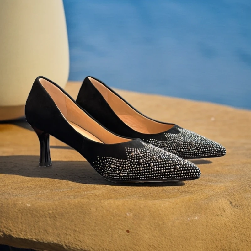 浅口高跟鞋鞋子气质细高跟时尚黑色春季细跟轻奢百搭性感女士法式