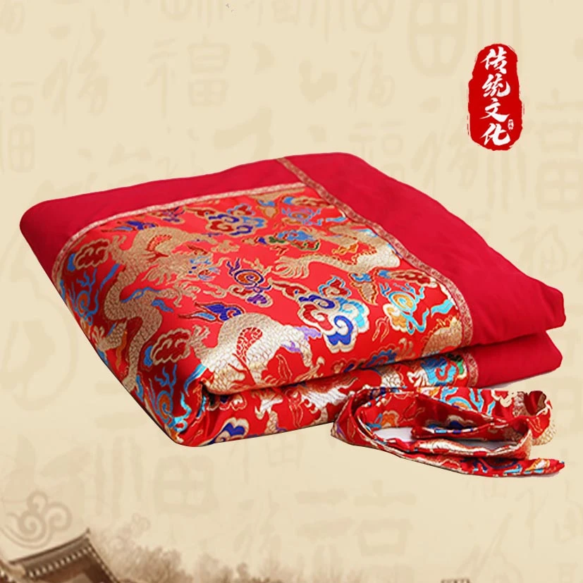 龙年龙头新生儿棉花脱单冬被棉花被民族风织锦缎手工被