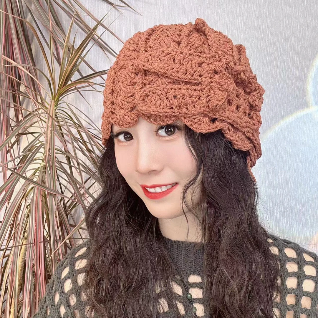 (特价款）手工棉麻大花瓜皮帽