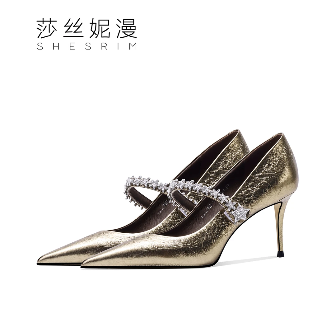 百搭包头粗跟凉鞋仙女风2024年秋季新款复古玛丽珍鞋水钻高跟单鞋