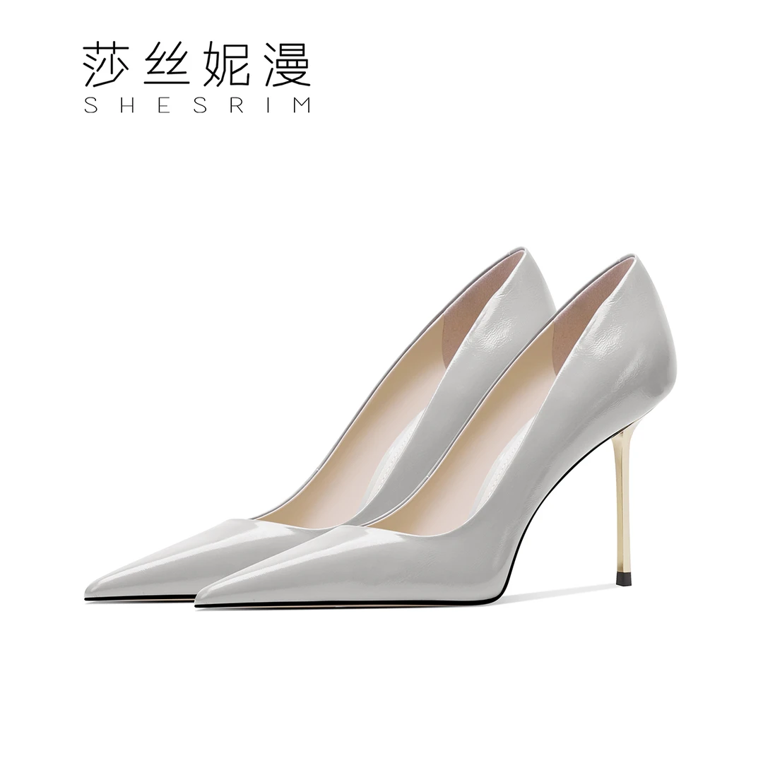 性感女神秋冬高跟单鞋上新尖头细高跟女士高跟鞋金属实心跟气质款