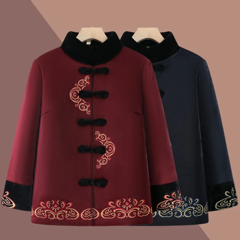 【日常新中式】奶奶冬装加绒加厚棉袄唐装中老年人老太太棉服外套装