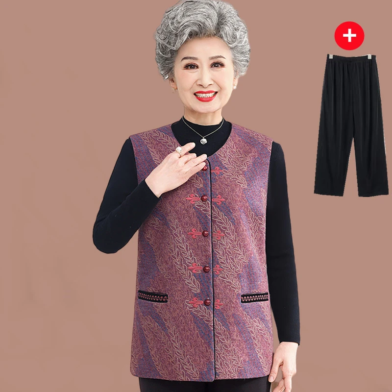 中老年人马甲外套女奶奶春装背心妈妈春秋马甲薄款老人老太太衣服