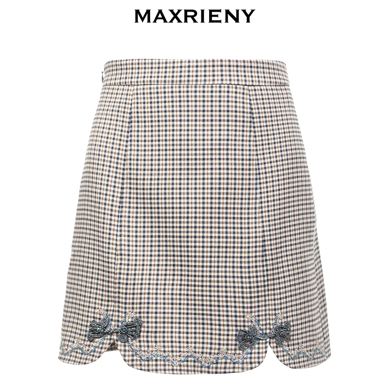【高高甄选】MAXRIENY高腰包臀半裙设计感小众旗袍格菱国风时尚休闲
